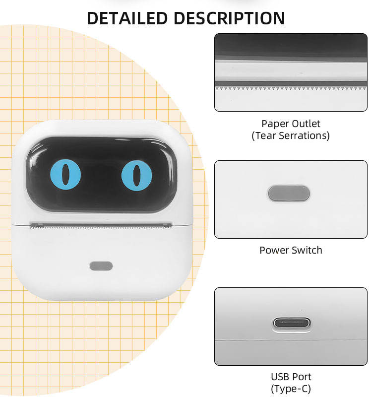 58mm Portable Bluetooth Thermal Label Printer, USB Label Maker, 203 DPI, Rechargeable
