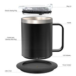 300ml Smart Coffee Mug Warmer with Temperature Control, Stainless Steel Heated Mug, 5V USB Powered