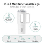 500ml Portable Personal Blender, USB-C Rechargeable Smoothie Maker, Ice Crusher, Leak-Resistant