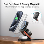 3-in-1 Foldable Magnetic Wireless Charging Station, Up to 15W, Compatible with iPhone, Apple Watch & AirPods