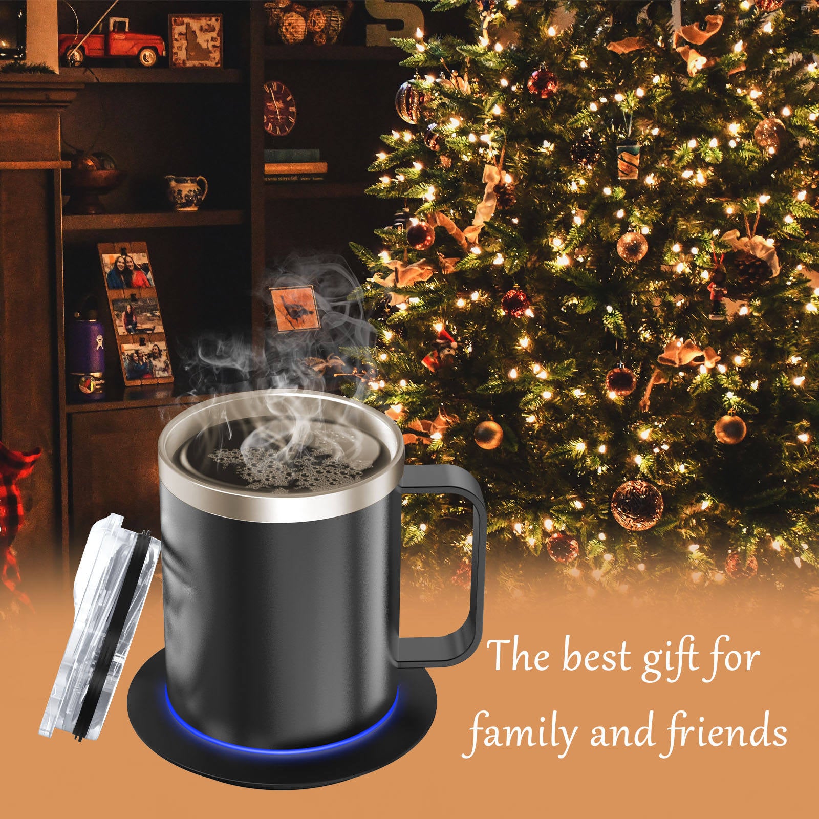 300ml Smart Coffee Mug Warmer with Temperature Control, Stainless Steel Heated Mug, 5V USB Powered