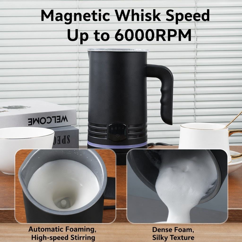 4-in-1 Electric Milk Frother, Automatic Stainless Steel Milk Foam Maker, Touch Control, 400W