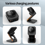 3-in-1 Foldable Magnetic Wireless Charging Station, Up to 15W, Compatible with iPhone, Apple Watch & AirPods