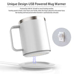300ml Smart Coffee Mug Warmer with Temperature Control, Stainless Steel Heated Mug, 5V USB Powered
